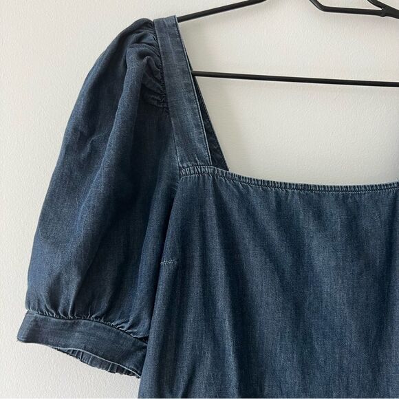 Express Denim Puff Sleeve Mini Shift Dress – Western Cottagecore Size S - Picture 5 of 9